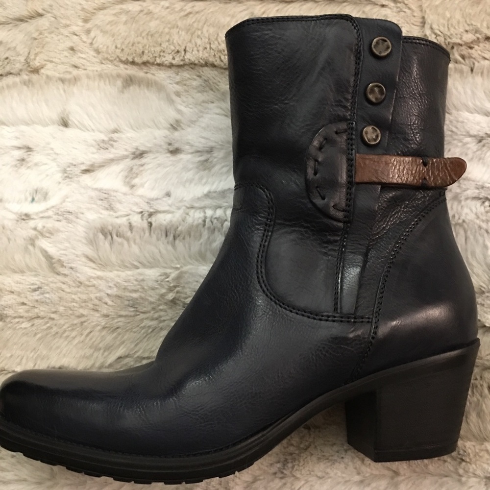 Navy Leather Boots